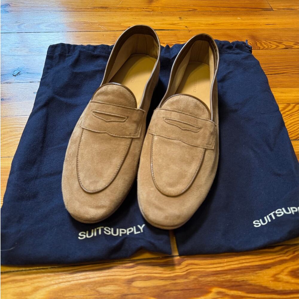 BNWT SuitSupply Suede Penny Loafers Size 11.5